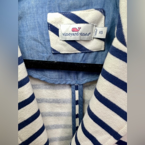 Vineyard Vines Striped Knit Blazer, Extra Small Jacket, White Blue - Picture 5 of 5